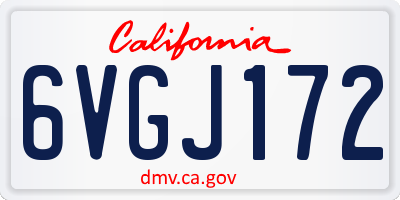 CA license plate 6VGJ172
