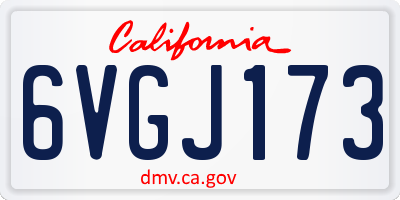 CA license plate 6VGJ173