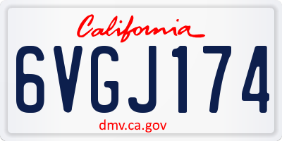 CA license plate 6VGJ174