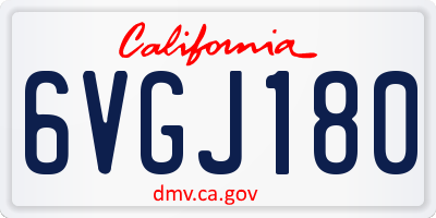 CA license plate 6VGJ180