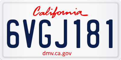 CA license plate 6VGJ181