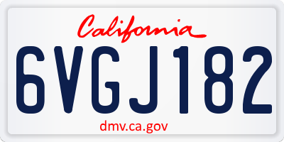 CA license plate 6VGJ182