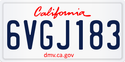 CA license plate 6VGJ183
