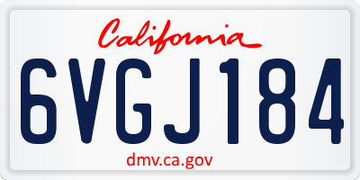 CA license plate 6VGJ184