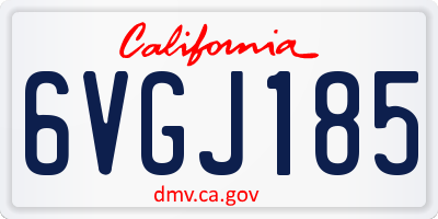 CA license plate 6VGJ185