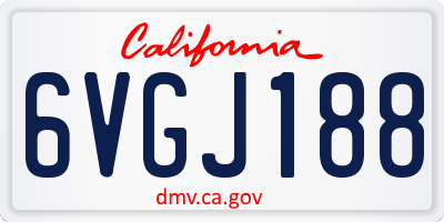 CA license plate 6VGJ188