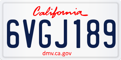 CA license plate 6VGJ189