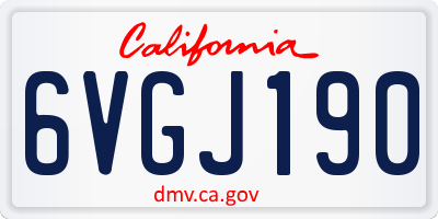 CA license plate 6VGJ190