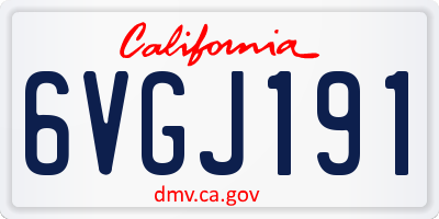 CA license plate 6VGJ191
