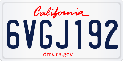 CA license plate 6VGJ192