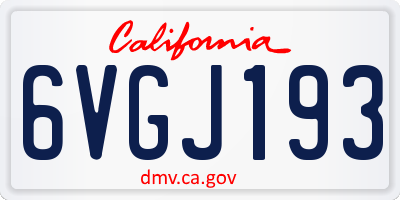 CA license plate 6VGJ193