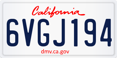 CA license plate 6VGJ194