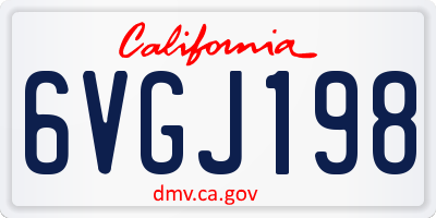 CA license plate 6VGJ198