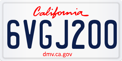 CA license plate 6VGJ200