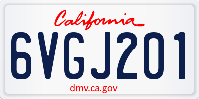 CA license plate 6VGJ201