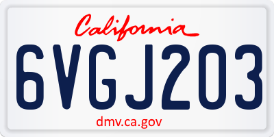 CA license plate 6VGJ203
