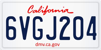 CA license plate 6VGJ204