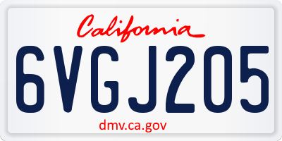 CA license plate 6VGJ205