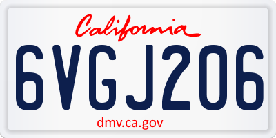 CA license plate 6VGJ206
