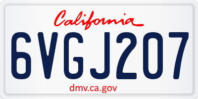 CA license plate 6VGJ207