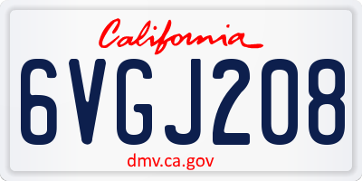 CA license plate 6VGJ208