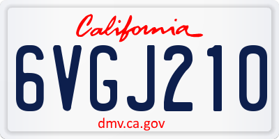 CA license plate 6VGJ210