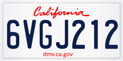 CA license plate 6VGJ212
