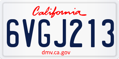 CA license plate 6VGJ213