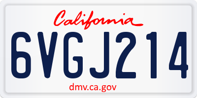 CA license plate 6VGJ214