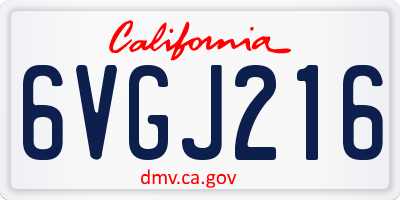 CA license plate 6VGJ216