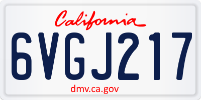 CA license plate 6VGJ217