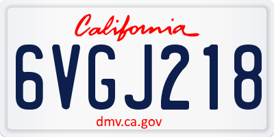 CA license plate 6VGJ218