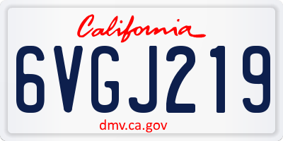 CA license plate 6VGJ219