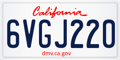 CA license plate 6VGJ220
