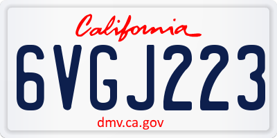 CA license plate 6VGJ223