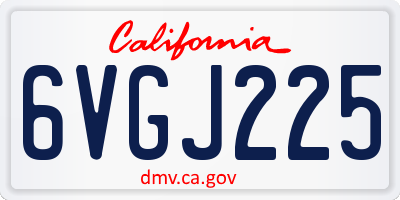 CA license plate 6VGJ225