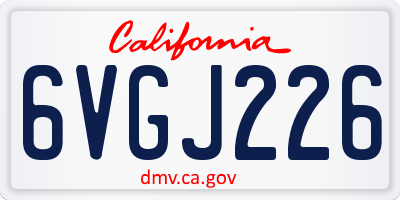 CA license plate 6VGJ226