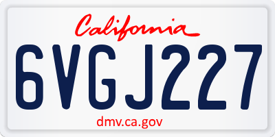 CA license plate 6VGJ227