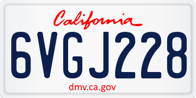 CA license plate 6VGJ228