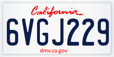 CA license plate 6VGJ229