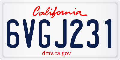 CA license plate 6VGJ231