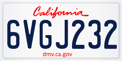 CA license plate 6VGJ232