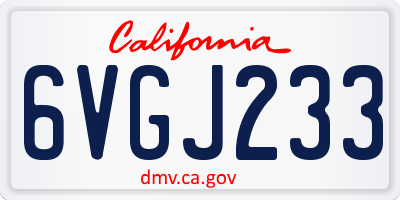 CA license plate 6VGJ233