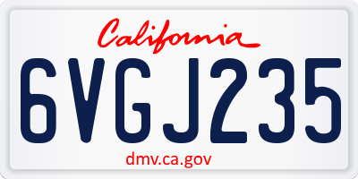 CA license plate 6VGJ235