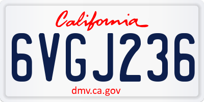 CA license plate 6VGJ236