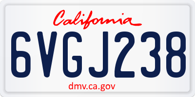 CA license plate 6VGJ238