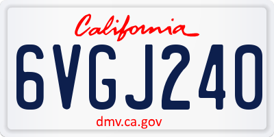 CA license plate 6VGJ240