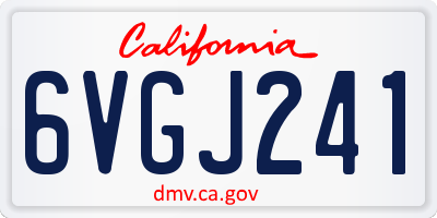 CA license plate 6VGJ241