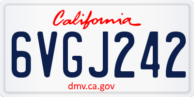 CA license plate 6VGJ242