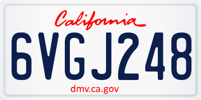 CA license plate 6VGJ248